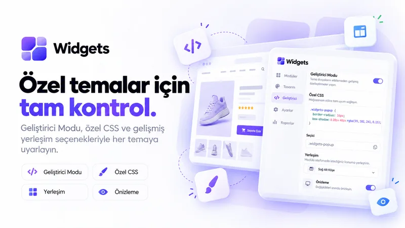 All-In-One Widgets Geliştirici Modu: özel CSS, seçici ve yerleşim ayarları